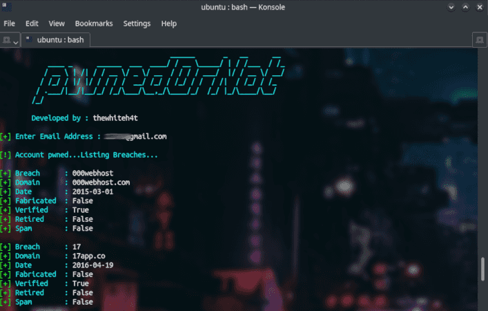 pwnedOrNot - OSINT Tool for Finding Passwords of Compromised Email Accounts