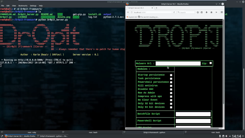 Video link for Dr0p1t Framework | Malware Dropper